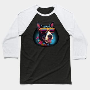 Retro Wave Bullterrier Dog Shirt Baseball T-Shirt